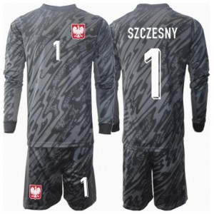 Fotbalové Dres Polsko Wojciech Szczesny #1 Brankářské Dětské Venkovní Oblečení ME 2024 Dlouhý Rukáv (+ trenýrky)